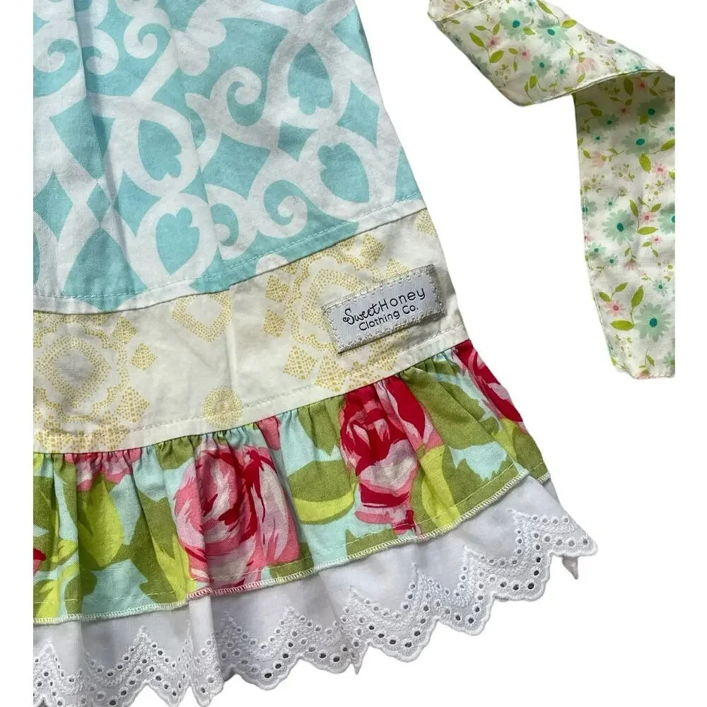 SweetHoney Floral Whimsical Dress Girls Size 5 EUC - Picture 2 of 5